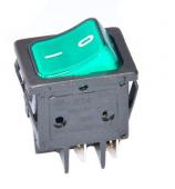 Vypínač kolískový jednoduchý, 22 x 30 mm, 16A, 250V, max 120°C, zelený