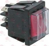 Vypínač kolískový jednoduchý, 22 x 30 mm, 16A, 250V, max 120°C, červený, s krytkou